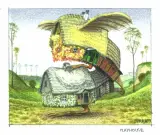 Playhouse by Jacek Yerka, 2004, kredki, ołówek, papier, sold Apr 2004