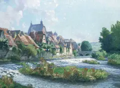 Hans Prentzel, Widok na Rothenburg ob der Tauber, olej, płótno