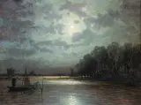 Rybak na łodzi przy świetle księ&# by Ernst Hugo Lorenz-Murowana, olej, płótno, sold Mar 2004