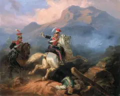 Henryk Pillati, Kozietulski pod Somosierrą, 1855, pastel, płótno