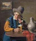 Emil J.F. Kuhlmann, Przy piwie, olej, płótno