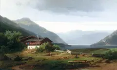 Carl Triebel, Widok na Achensee w Tyrolu, ok. 1870, olej, płótno