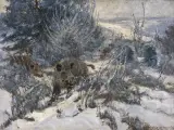 Carl Weisgerber, Dziki zimą, olej, płótno