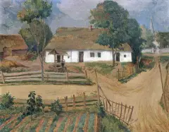 Zagroda by Jan Rubczak, ok. 1925, olej, płótno, sold Mar 2004