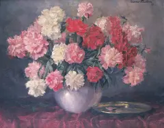 Bruno Flashar, Peonie, 1928, olej, płótno