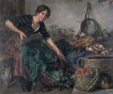 Karl August Schlegel, Dziewczyna z warzywami, ok. 1920, olej, płótno