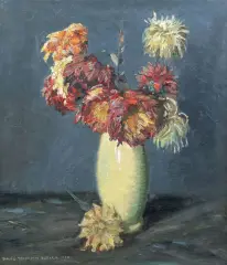 Paul Johann Walch, Chryzantemy, ok. 1930, olej, płótno