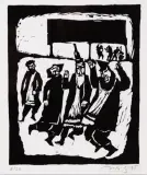 Wesele żydowskie by Jerzy Duda-Gracz, 1965, linoryt, papier, sold Mar 2004