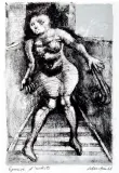Kobieta na schodach by Jan Lebensztejn, 1966, litografia, papier, sold Mar 2004
