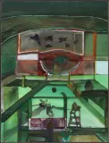 Barbara Szubinska, Zielone wnętrze, 1979, akwarela, gwasz, papier