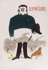 Henryk Tomaszewski, Rewizor, film radziecki (plakat), 1953, druk barwny