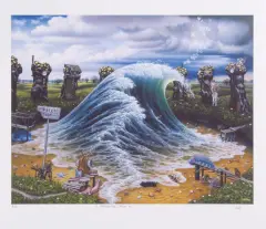 Jacek Yerka, Prywatna fala, 2000, serigrafia barwna, papier