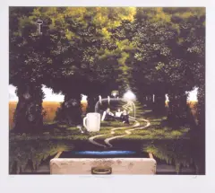 Jacek Yerka, Miejsce początku, 1993, serigrafia barwna, papier