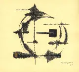 Kompozycja z kołem by Arika Madeyska, 1963, collage, papier, sold Feb 2004