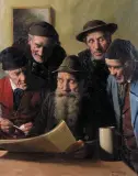 Hein (Heinrich) König, Wiejscy politycy, ok. 1930, olej, płótno