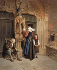 Paul Seignac, W kościelnej kruchcie, ok. 1860, olej, deska