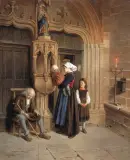 Paul Seignac, W kościelnej kruchcie, ok. 1860, olej, deska