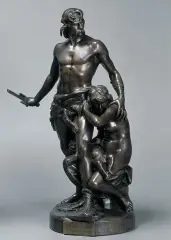 Emil Andre Boisseau, W obronie, ok. 1884, brąz patynowany