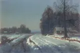 Wiktor Korecki, Zimowa noc, po 1950, olej, płyta