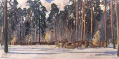Julian Fałat, Polowanie, 1916, olej, płótno