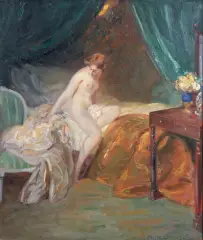 Arnulf de Bouché, W buduarze, ok. 1930, olej, płótno