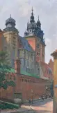 Tadeusz Cieślewski, Widok na Wawel od ulicy Kanoniczej, 1910, olej, tektura