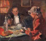Aleksander Desclabissac, Wieczorna herbata, ok. 1900, olej, płótno