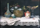 Camilla Friedländer, Martwa natura z chińskim wazonem, przed 1901, olej, deska