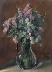 Ernst Immanuel Müller, Bukiet bzów, ok. 1910, olej, tektura