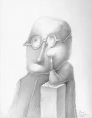 Okularnik by Stasys Eidrigevičius, 1981, ołówek, papier, sold Dec 2003