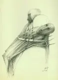 Stasys Eidrigevičius, Dwie postaci związane, 1983, ołówek, papier