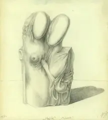 Miłość by Stasys Eidrigevičius, 1974, ołówek, papier, sold Dec 2003