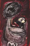 Władysław Popielarczyk, Kobieta z dzieckiem, 1966, gwasz, tusz pędzel, ołówek, papier