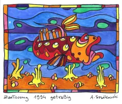 Andrzej Szadkowski, Żarłoczny, 1994, tusz pióro, akwarela, papier