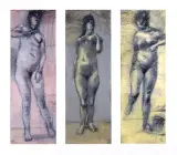 Tomasz Kazikowski, Trzy akty (tryptyk), 1994, gwasz, pastel, ołówek, papier