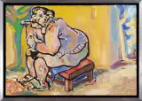 Kobieta sprzedająca jabłka by Andrzej Fogtt, 1997, olej, płótno, sold Dec 2003