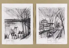 Bernard Buffet, 18. Dwa pejzaże miejskie, sucha igła