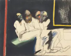 Stanisław Rodziński, Siedzący, pastel, papier