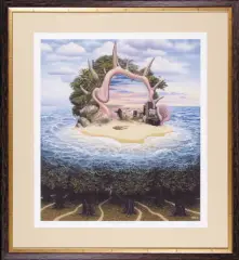 Jacek Yerka, Bezludna wyspa, 1999, serigrafia, papier