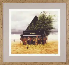 Jacek Yerka, Fortepian, 1990, serigrafia, papier