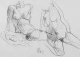 Dwa akty siedzące by Franciszek Starowieyski, 1989, ołówek, papier, sold Nov 2003