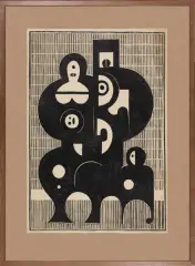 Nn Nn, Rodzina żydowska, 1962, drzeworyt, papier