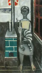 Jan Lebensztejn, Kobieta z kotem, przed 1958, olej, płótno