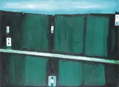 Jerzy Nowosielski, Pejzaż zielony, 1985, akryl, gwasz, tektura