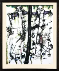 Tadeusz Brzozowski, Homo Ludens á la Poached Eggs Ninon, 1986, tusze barwne, pióro pędzel, papier