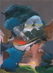 Jacek Baszkowski, Drzewo, 1996, tempera, płyta pilśniowa