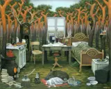 Poranek myśliwego by Jacek Yerka, 2003, pastel, papier, sold Nov 2003