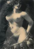 Stefan Żechowski, Akt kobiecy, 1966, pastel, ołówek rozcierany, papier kremowy