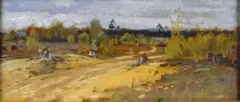 Stanisław Masłowski, Na porębie, ok. 1900, olej, sklejka