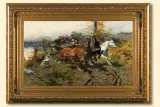 ROZPĘDZONY ZAPRZĘG by Józef Brandt, ok. 1900, olej, płótno, sold Oct 2003